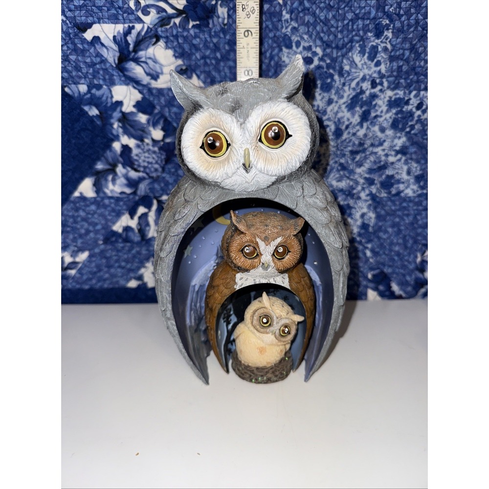 Eyes Of Wisdom The Hamilton Collection Owls Nesting Figurine Set 90s Vintage